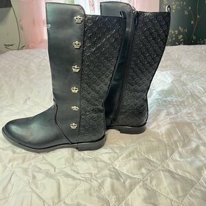 Juicy Couture Black Kids Boots with Crown Accents